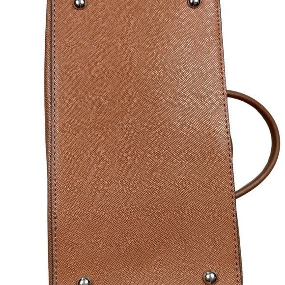 Mondani Rita Tote Satchel Brown Faux Saffiano Leather Handbag Purse - Picture 3 of 8